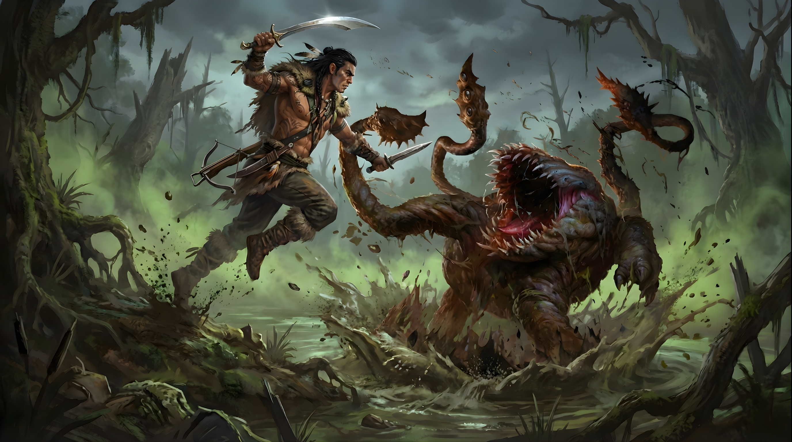 Ilustración épica de fantasía oscura